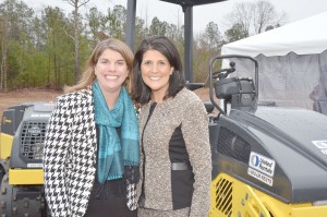 Tiffany Harrison (left), Fairfield County Economic Development Director, with Gov. Nikki Haley at last year's BOMAG Americas, Inc. groundbreaking.