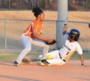 Delexius Cloud slides safely into third vs. Eau Claire Tuesday. (Photo/Ross Burton)