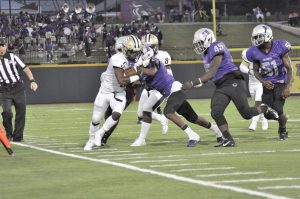 Jerrell Suber-O'Neal is driven out of bounds by the Ridge View defense. (Photo/DeAnna Robinson)